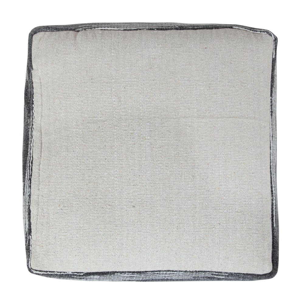 Gray Cotton Striped Pouf Ottoman - 18-inch