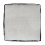 Gray Cotton Striped Pouf Ottoman - 18-inch