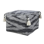 Gray Cotton Striped Pouf Ottoman - 18-inch