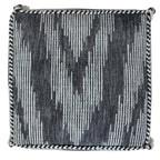 Gray Cotton Striped Pouf Ottoman - 18-inch