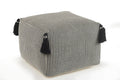 Gray Cotton Striped Pouf Ottoman - 18-inch