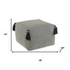 Gray Cotton Striped Pouf Ottoman - 18-inch