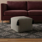 Gray Cotton Striped Pouf Ottoman - 18-inch