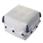 Gray Cotton Striped Pouf Ottoman - 18-inch