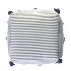Gray Cotton Striped Pouf Ottoman - 18-inch