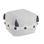 Gray Cotton Striped Pouf Ottoman - 18-inch