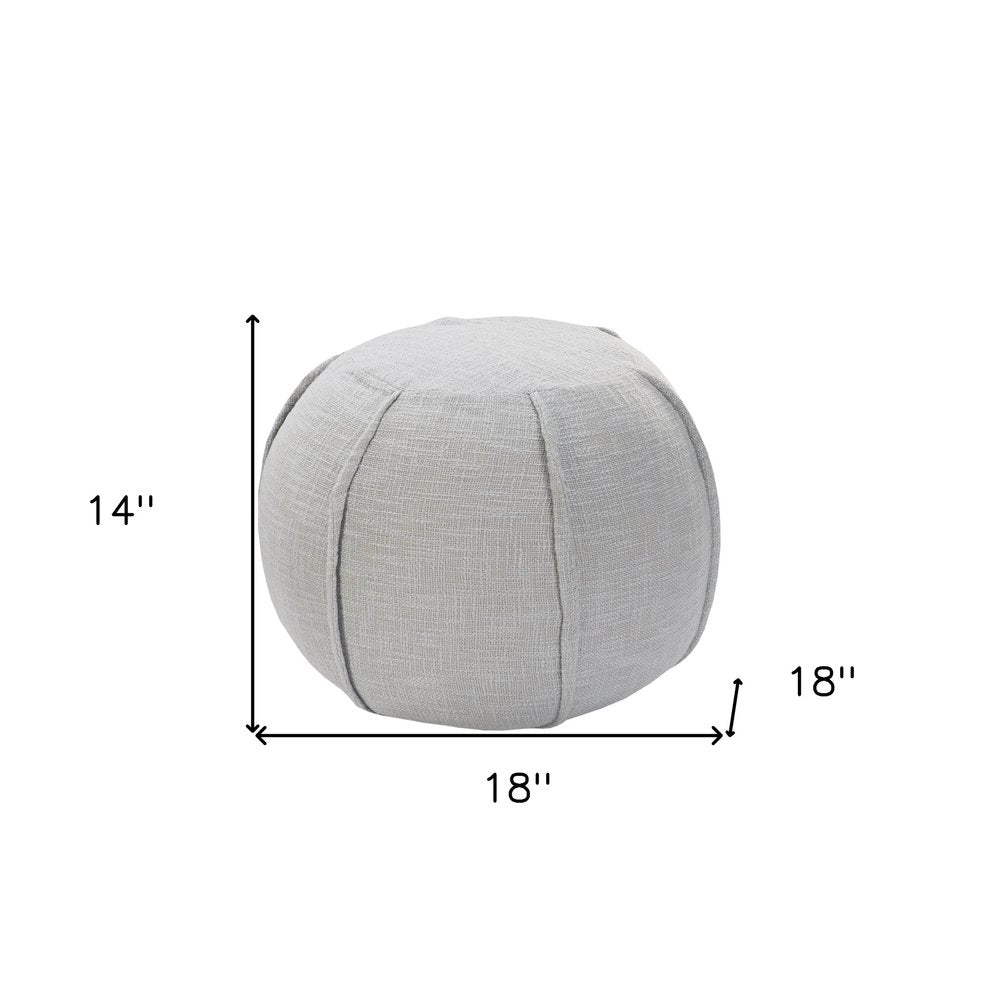 Gray Cotton Patchwork Round Pouf Ottoman - 18-inch