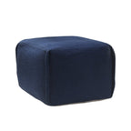 Blue Cotton Patchwork Pouf Ottoman - 18-inch