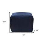 Blue Cotton Patchwork Pouf Ottoman - 18-inch
