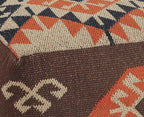 Brown Tribal Pouf Ottoman - 18-inch