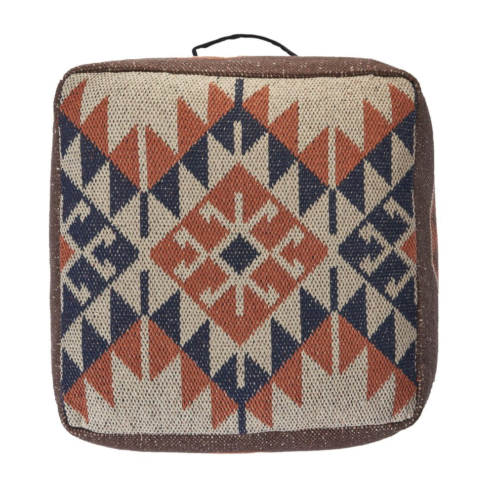 Brown Tribal Pouf Ottoman - 18-inch