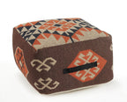 Brown Tribal Pouf Ottoman - 18-inch