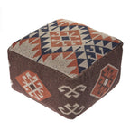 Brown Tribal Pouf Ottoman - 18-inch