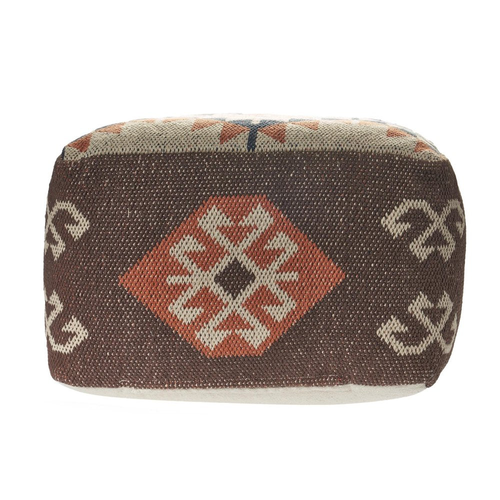 Brown Tribal Pouf Ottoman - 18-inch