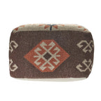 Brown Tribal Pouf Ottoman - 18-inch