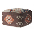 Brown Tribal Pouf Ottoman - 18-inch