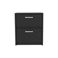 Black Wood Two Drawer Nightstand - 19-inch