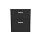 Black Wood Two Drawer Nightstand - 19-inch