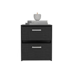 Black Wood Two Drawer Nightstand - 19-inch