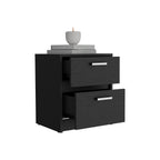 Black Wood Two Drawer Nightstand - 19-inch