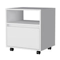 White Wood One Drawer Nightstand with Integrated Tech - 21-inch