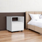 White Wood One Drawer Nightstand with Integrated Tech - 21-inch