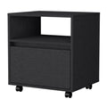 Black Wood One Drawer Nightstand with Integrated Tech - 21-inch