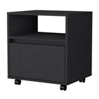Black Wood One Drawer Nightstand with Integrated Tech - 21-inch