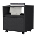 Black Wood One Drawer Nightstand with Integrated Tech - 21-inch
