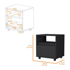 Black Wood One Drawer Nightstand with Integrated Tech - 21-inch