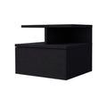 Black Wood One Drawer Nightstand with Integrated Tech - 12-inch