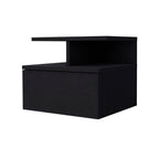 Black Wood One Drawer Nightstand with Integrated Tech - 12-inch