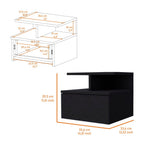 Black Wood One Drawer Nightstand with Integrated Tech - 12-inch