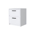 White Wood Two Drawer Nightstand with Integrated Tech - 19-inch
