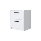 White Wood Two Drawer Nightstand with Integrated Tech - 19-inch