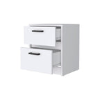 White Wood Two Drawer Nightstand with Integrated Tech - 19-inch