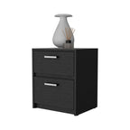 Black Wood Two Drawer Nightstand with Integrated Tech - 19-inch