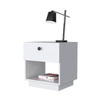White Wood One Drawer Nightstand with Integrated Tech - 20-inch