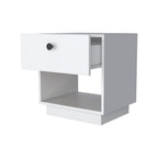 White Wood One Drawer Nightstand with Integrated Tech - 20-inch