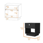 Black Wood One Drawer Nightstand with Integrated Tech - 20-inch