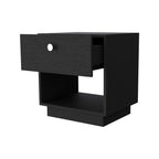 Black Wood One Drawer Nightstand with Integrated Tech - 20-inch