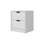 White Wood Two Drawer Nightstand with Integrated Tech - 19-inch