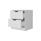 White Wood Two Drawer Nightstand with Integrated Tech - 19-inch
