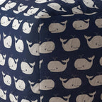 Blue Cotton Whale Pouf Cover - 17-inch