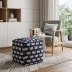 Blue Cotton Whale Pouf Cover - 17-inch