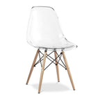Clear and Natural Heavy Duty Plastic and Wood Dining Side Chair