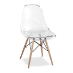 Clear and Natural Heavy Duty Plastic and Wood Dining Side Chair