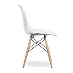 Clear and Natural Heavy Duty Plastic and Wood Dining Side Chair