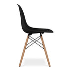 Black and Natural Heavy Duty Plastic and Wood Dining Side Chair