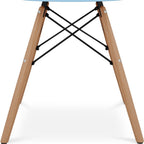 Blue and Natural Heavy Duty Plastic and Solid Wood Dining Arm Chair